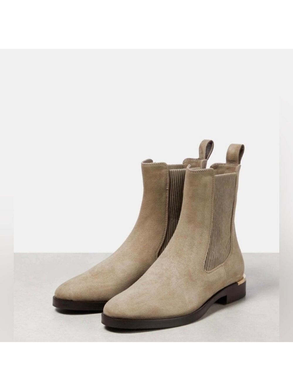 Jimmy Choo Thessaly Suede Chelsea Ankle Boots in Taupe - NWT